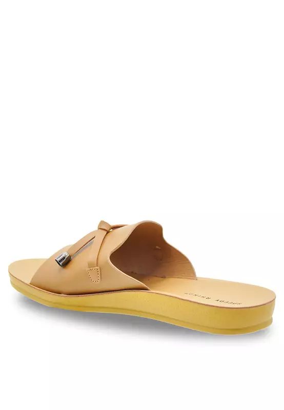 Ribbon Slip On Khaki Sandals