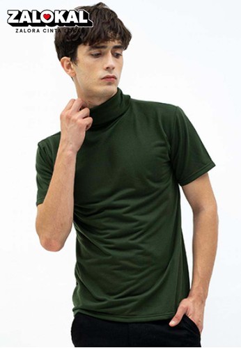 Jual House Of Cuff Turtle Neck Shirt Kerah Tinggi Lengan Pendek Hijau Army Kaos Polos Houseofcuff Original Zalora Indonesia