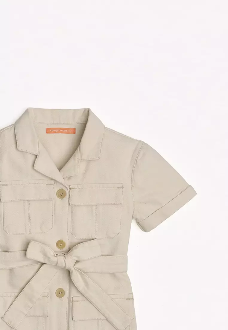 Girls Shorts Sleeves Safari Shirt Jacket