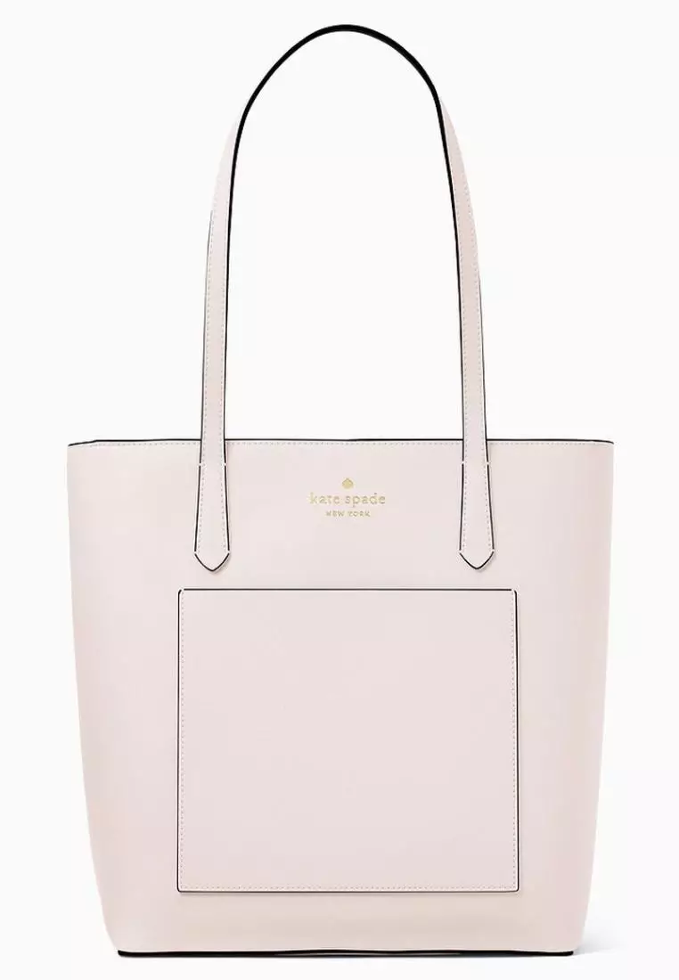 Kate Spade Ava Reversible Leather Tote w Zip Pouch Parchment Pink