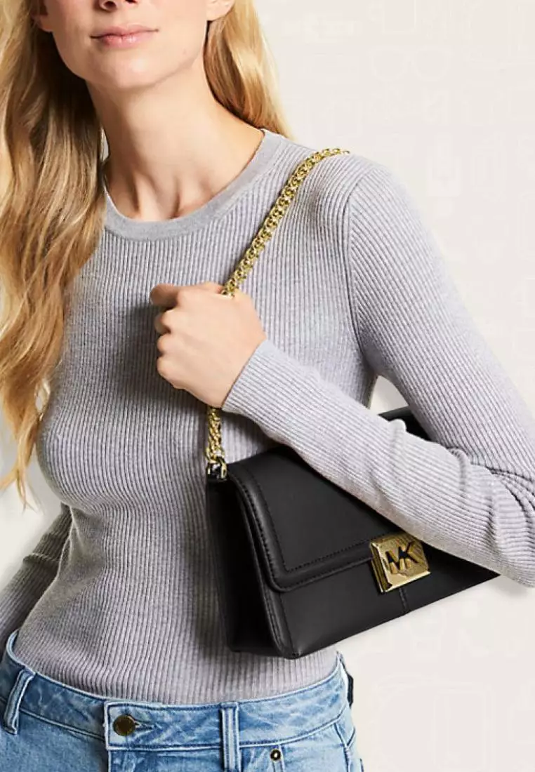 Michael Kors Sonia Medium Leather Shoulder Bag Black