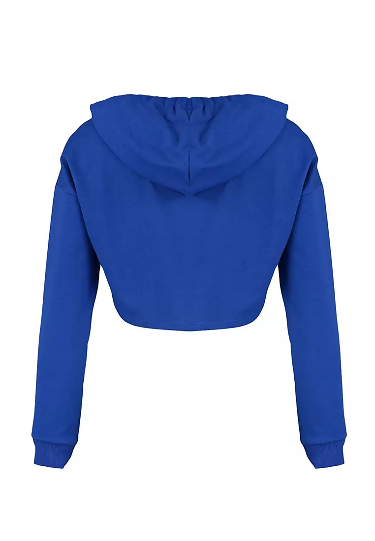 Blue crop hoodie sale