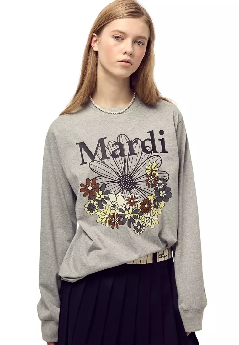 Tshirt Long Sleeve Flowermardi Jardin - Grey Black