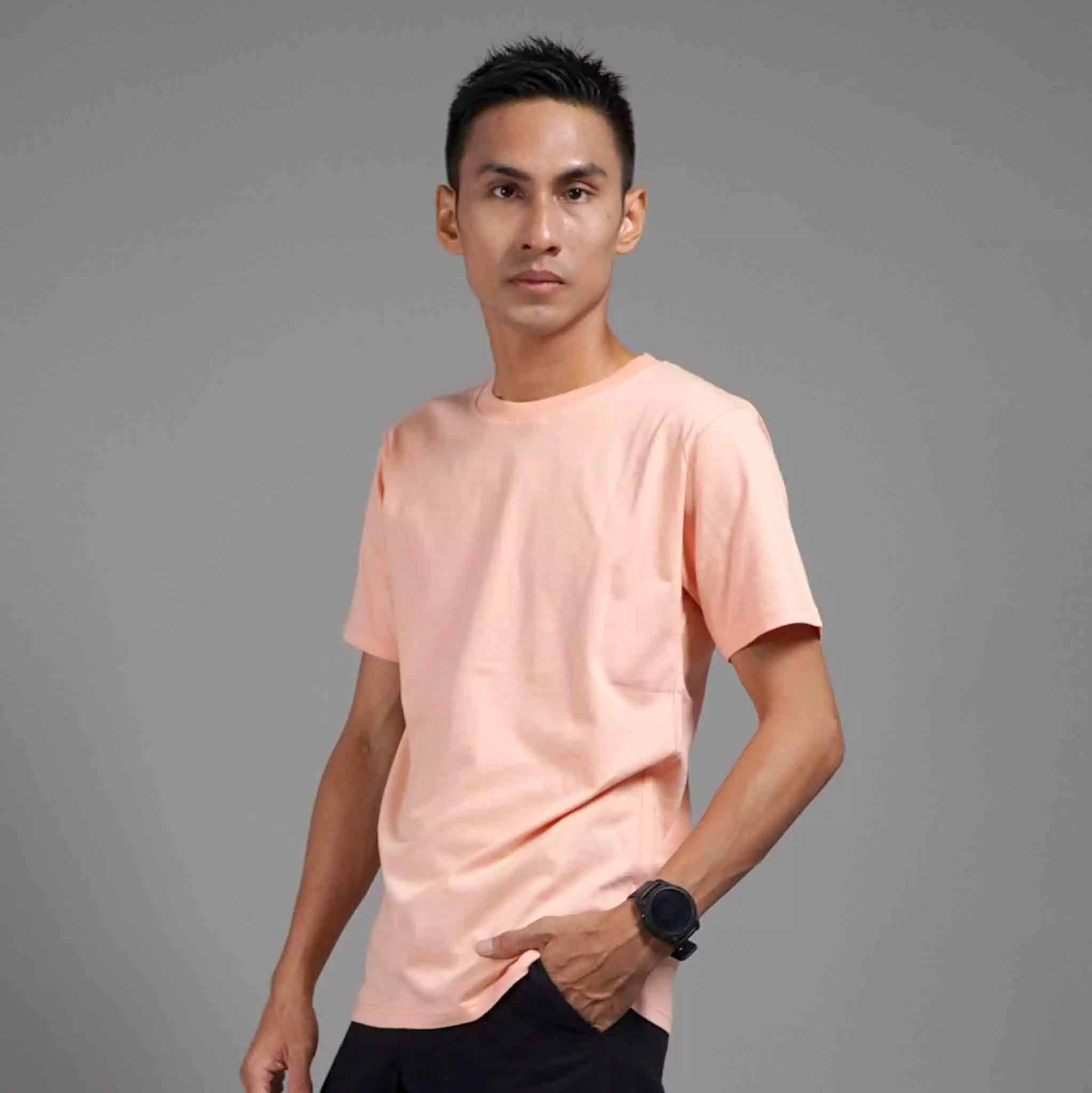 Kaos Polos Pria Lengan Pendek Basic Casual TShirt Cotton - Peach