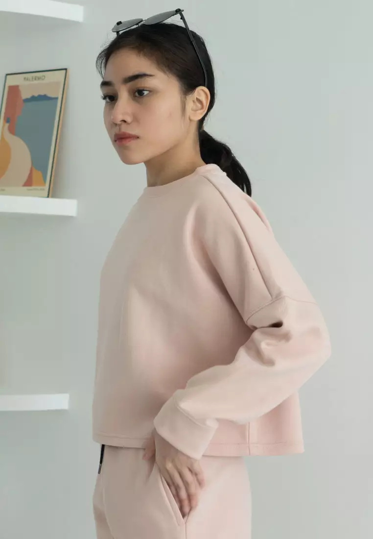 Loraine Long Sleeve Crop Top - Baby Blush