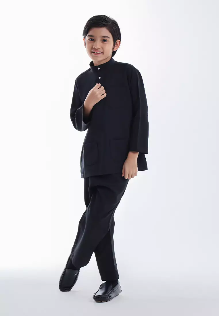 Alain Delon Baju Melayu Cekak Musang Budak - 19026501-99Black