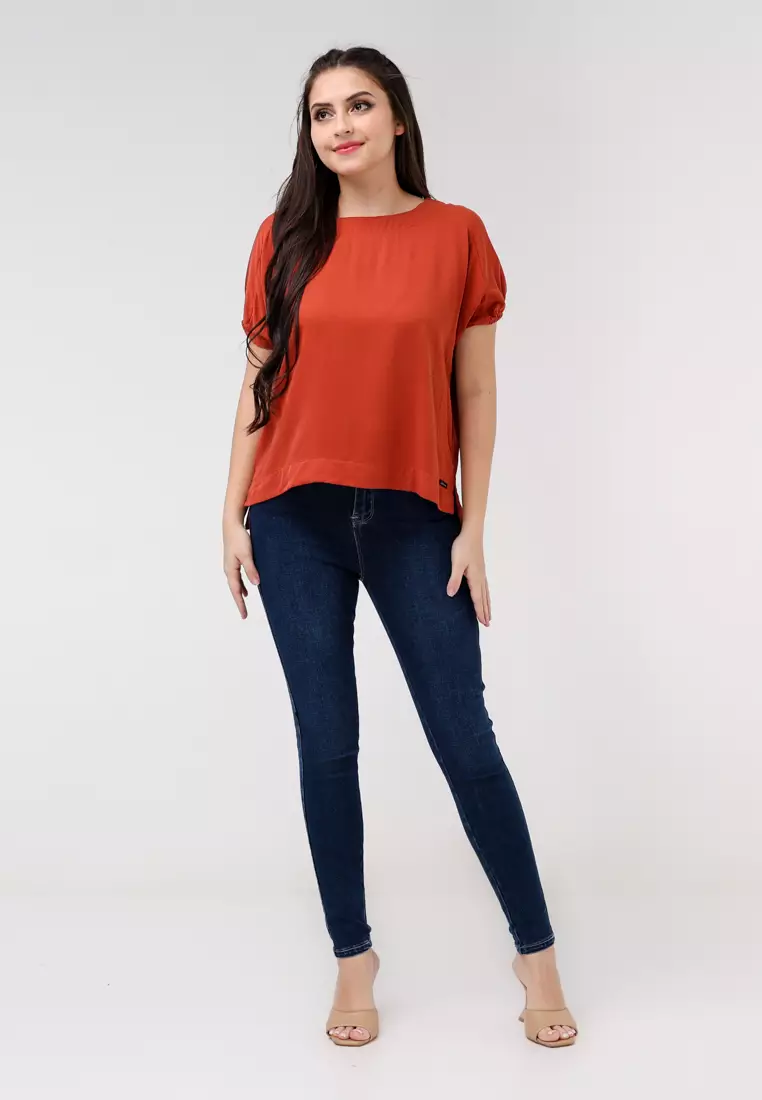 Single Twill Woven Short Sleeves Blouse