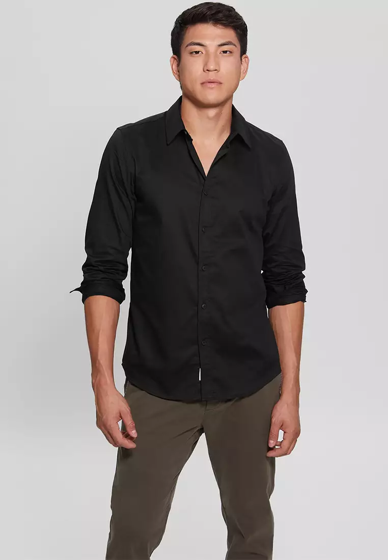 Guess black hot sale long sleeve shirt