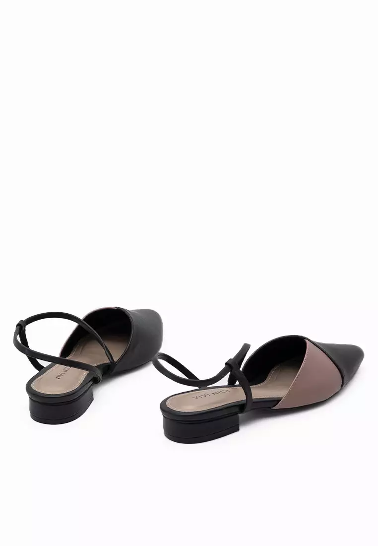 VIVI NICI - Auristela Sepatu Sandal Mules Hak 2 Cm Black/Purple