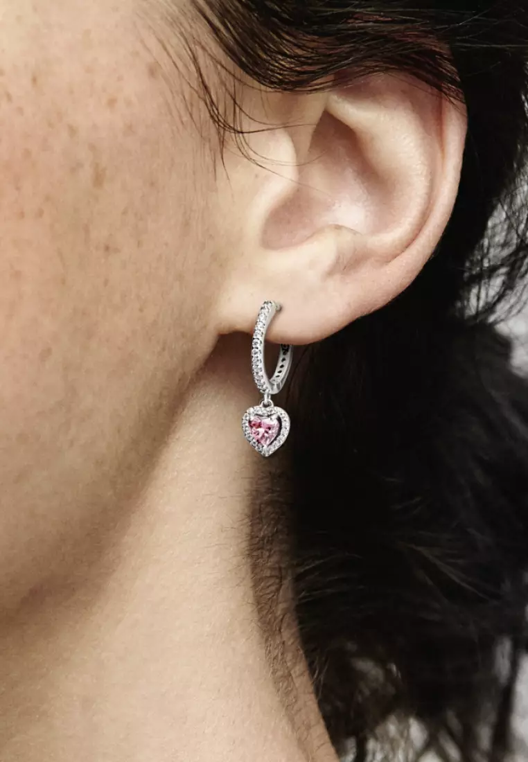 Pandora Sparkling Halo Heart Hoop Earrings