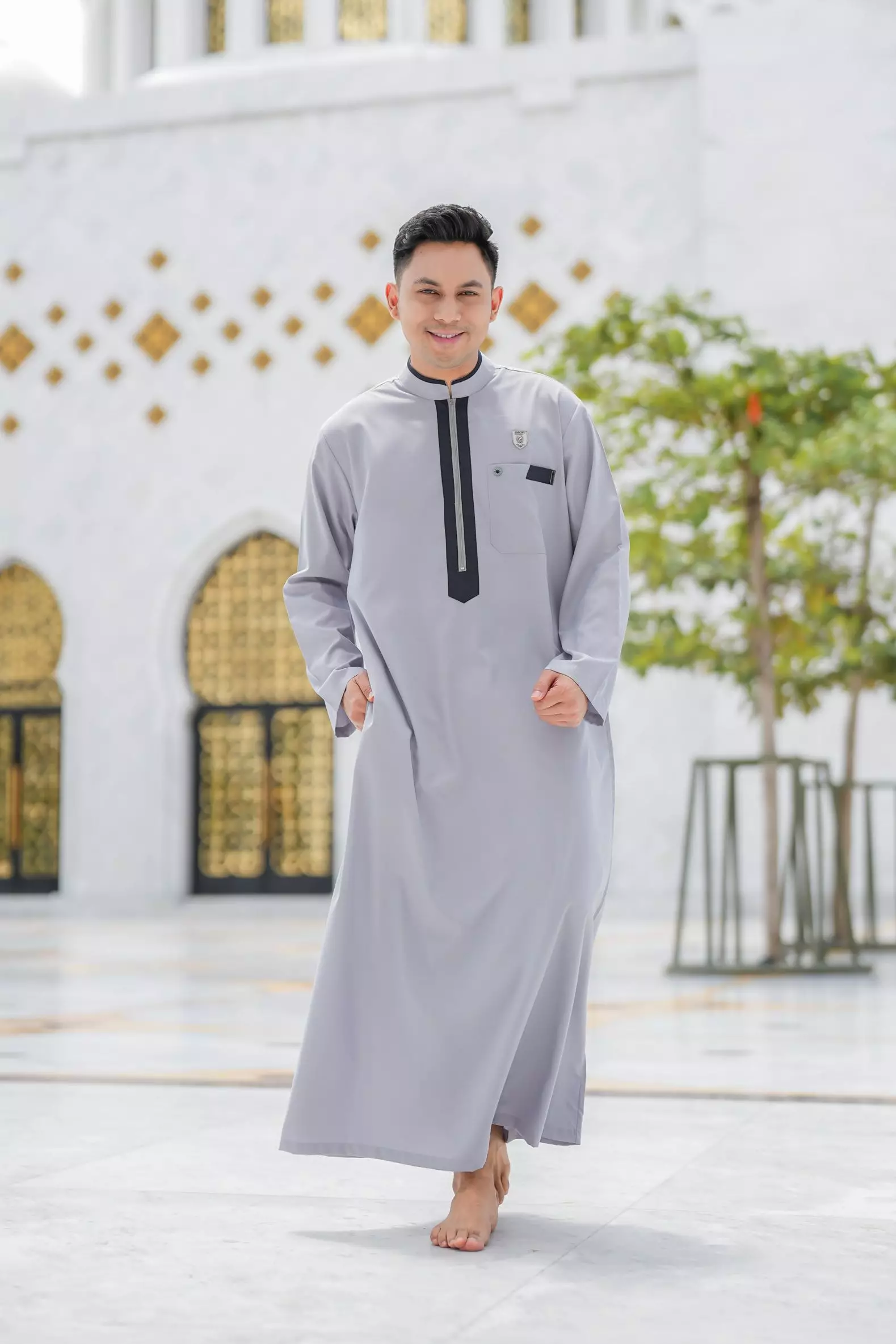 Koko Jubah Gamis Pria  Arfan Grey Regular Fit