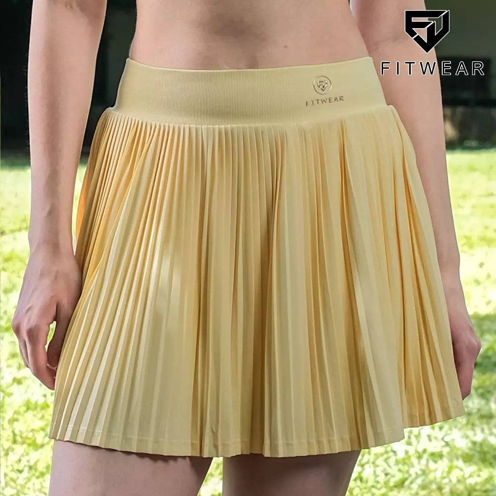 Fitwear Rok + Inner Padel Wanita Olahraga PRISCILLIA NARROW PLEATS - BUTTER YELLOW