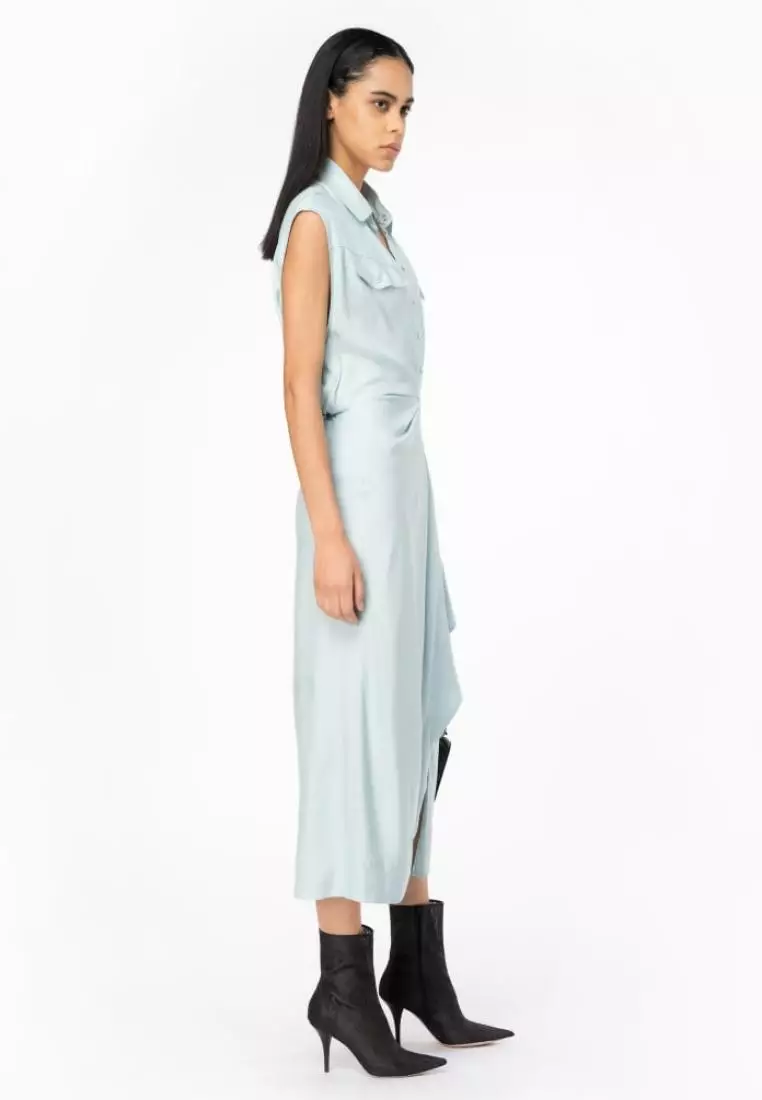 Buy Pinko Sleeveless shirt dress with asymmetric fastening