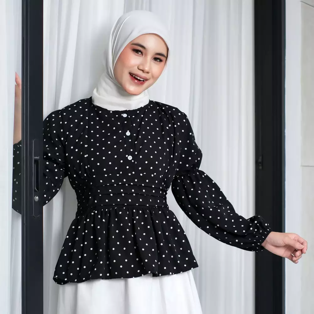 Leoni Blouse Polkadot - Polka Black M20084 R36S3