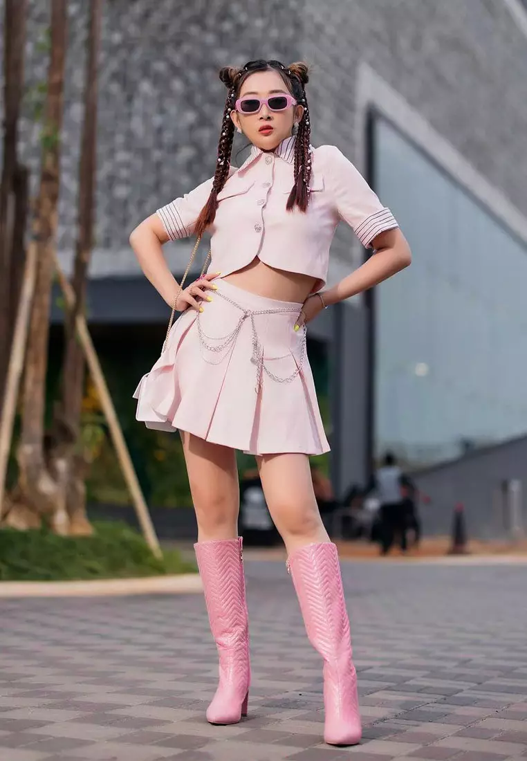 Pink calf boots top