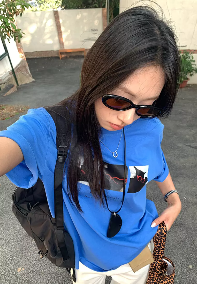 2025 Summer Printed Simple Round Neck T-shirt CA25042919BL