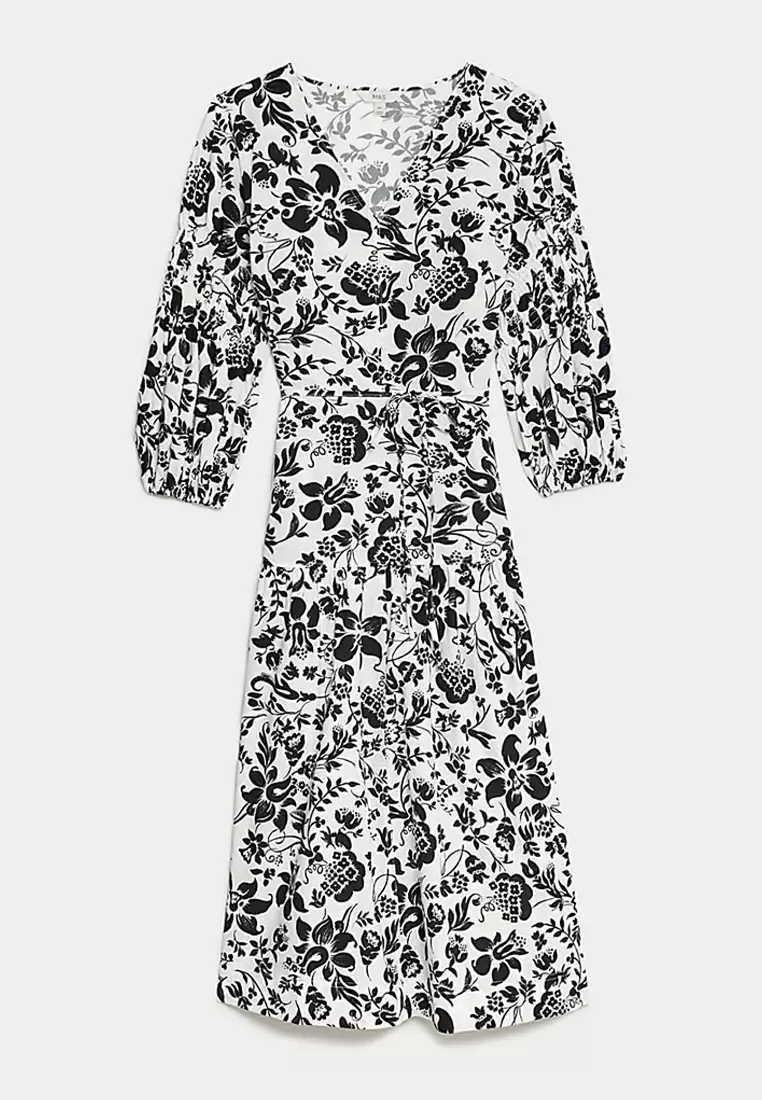 Floral V-Neck Midi Tiered Dress