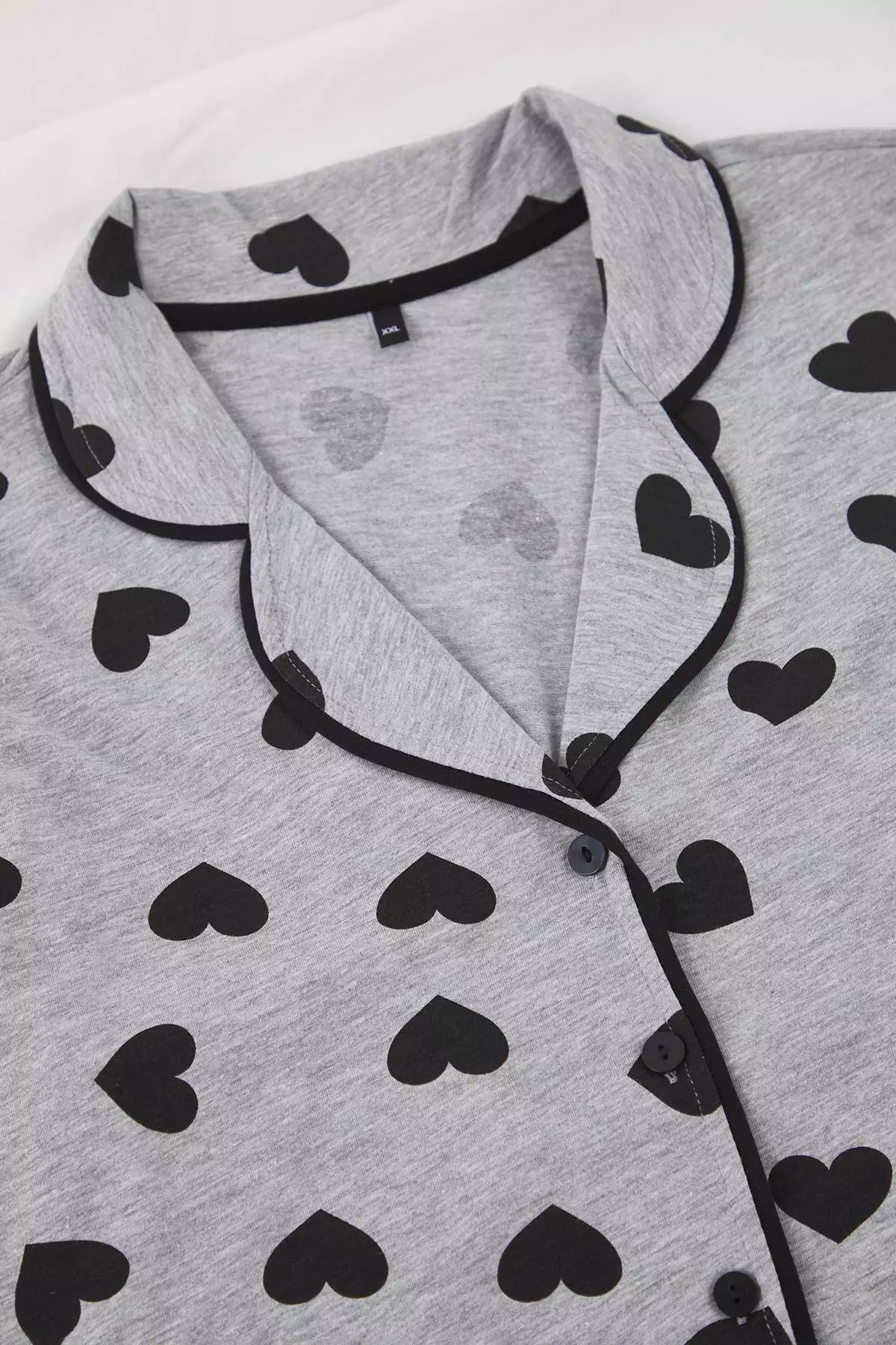 Gray Heart-Shaped Shirt Collar Knitted Pajama Set Tbbaw23Ai00015