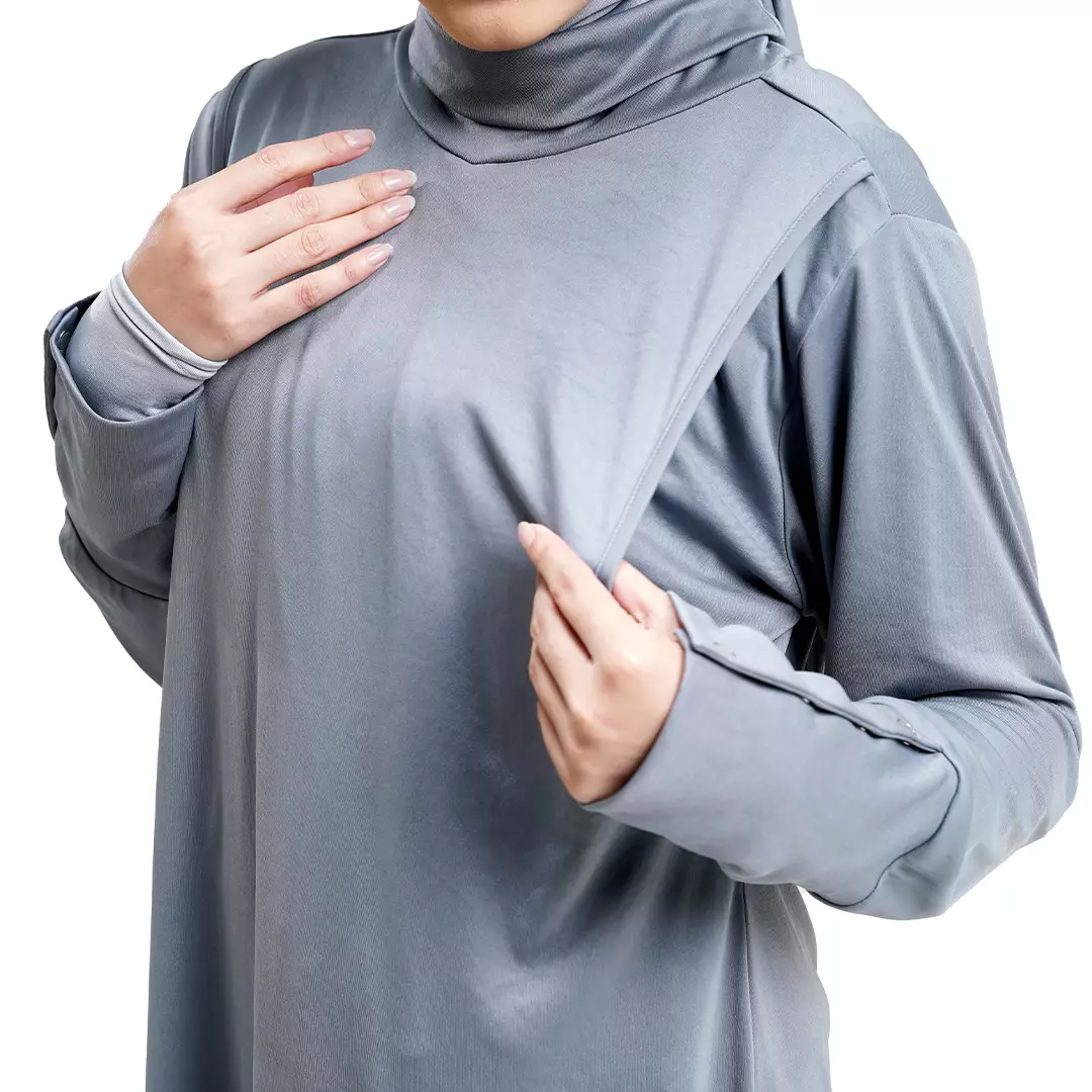 Rabbani - Dresslim Muslim Wanita Dewasa Lengan Panjang Ilana SG - Steal Grey
