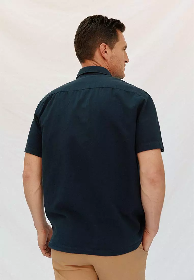 Plain Cotton Linen Short Sleeve Shirt