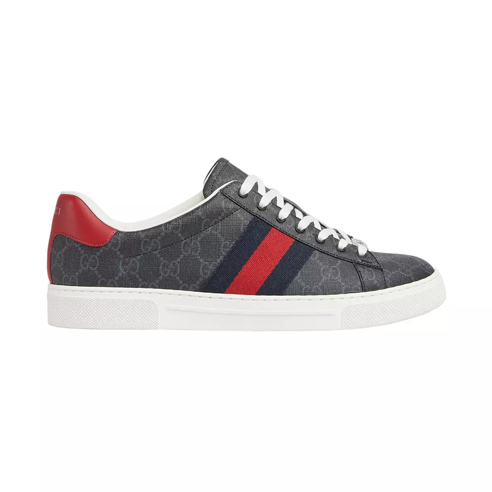Jual Gucci Ace GG Supreme Sneakers with Red Blue Web Black Men