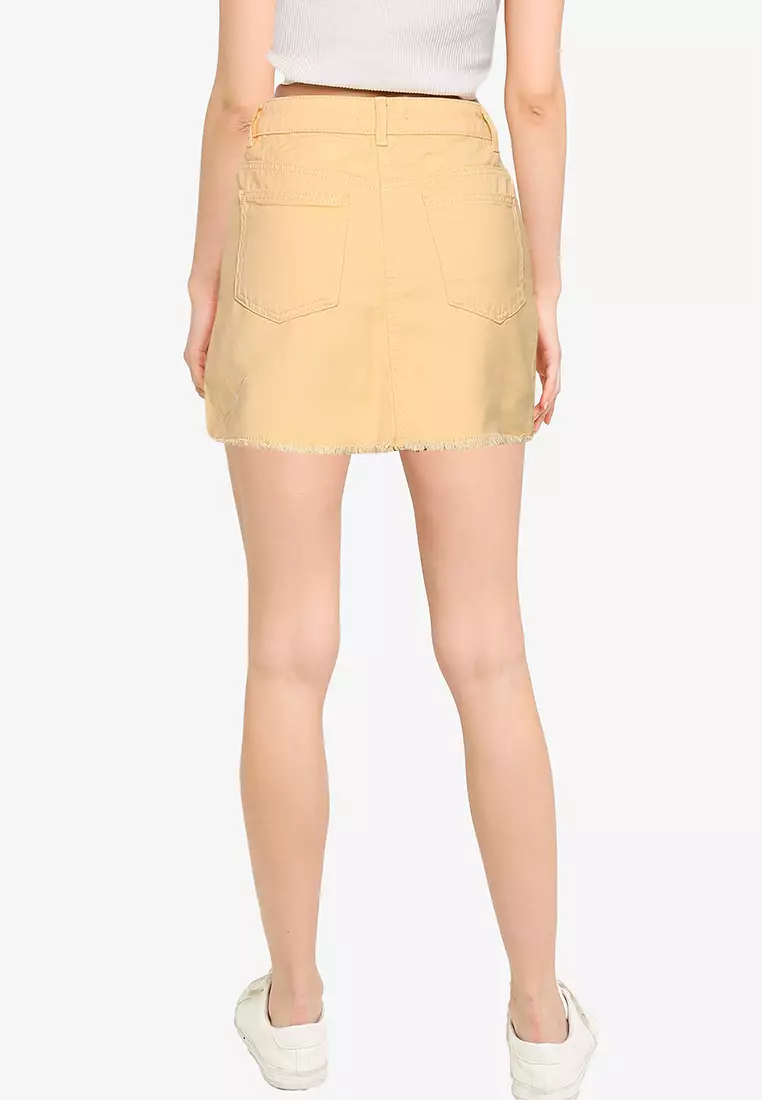 Bright yellow denim skirt sales