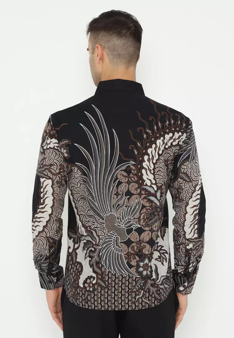 Kemeja Batik Pria Slimfit Kalandra - Black