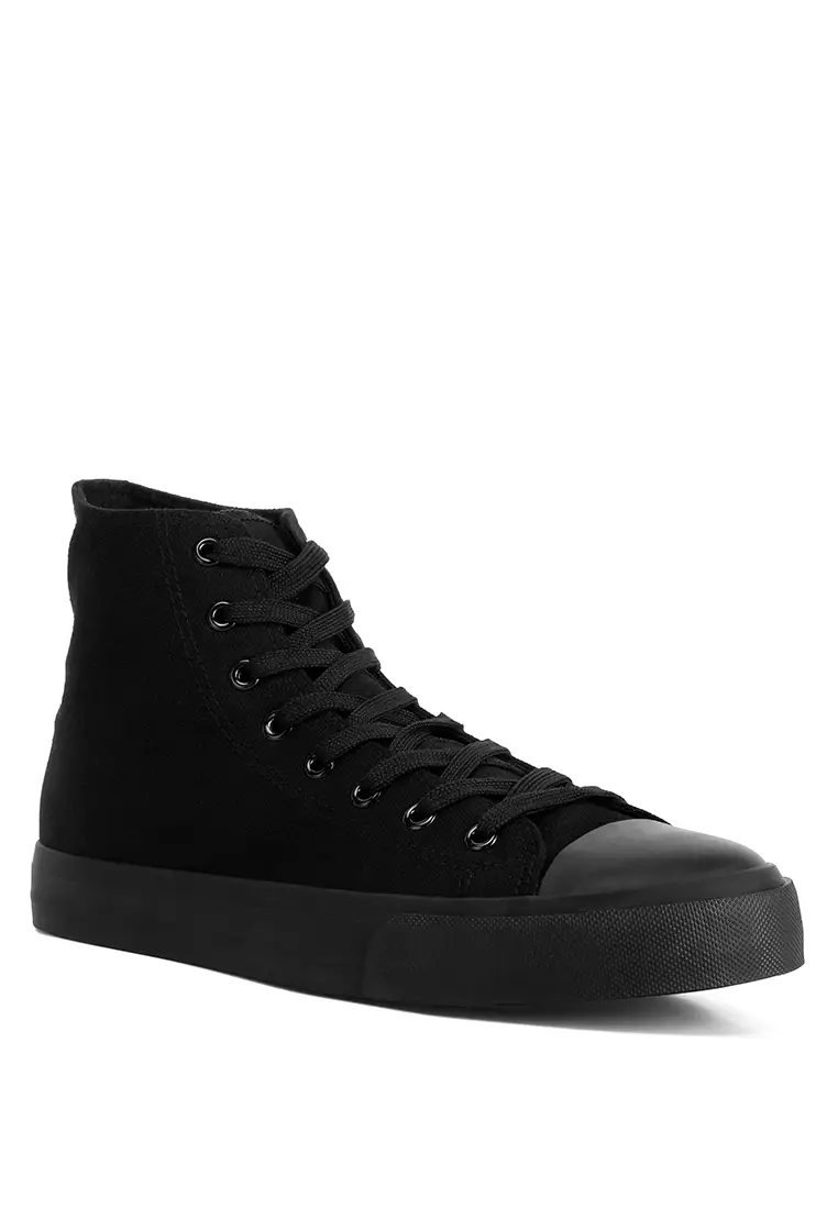 London Rag Black High Ankle Canvas Sneakers 2023 Buy London Rag