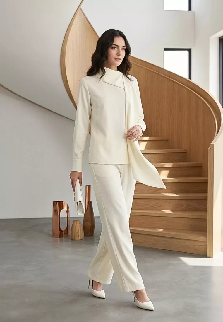 Vionette Signature Asymmetric Blouse in Butter Yellow And Purple By Brilliant Girl Warna KUNING