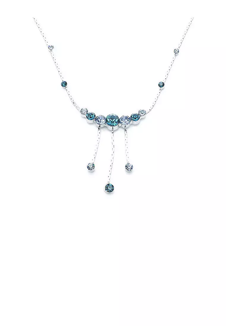 Elegant Necklace with Blue Austrian Element Crystals