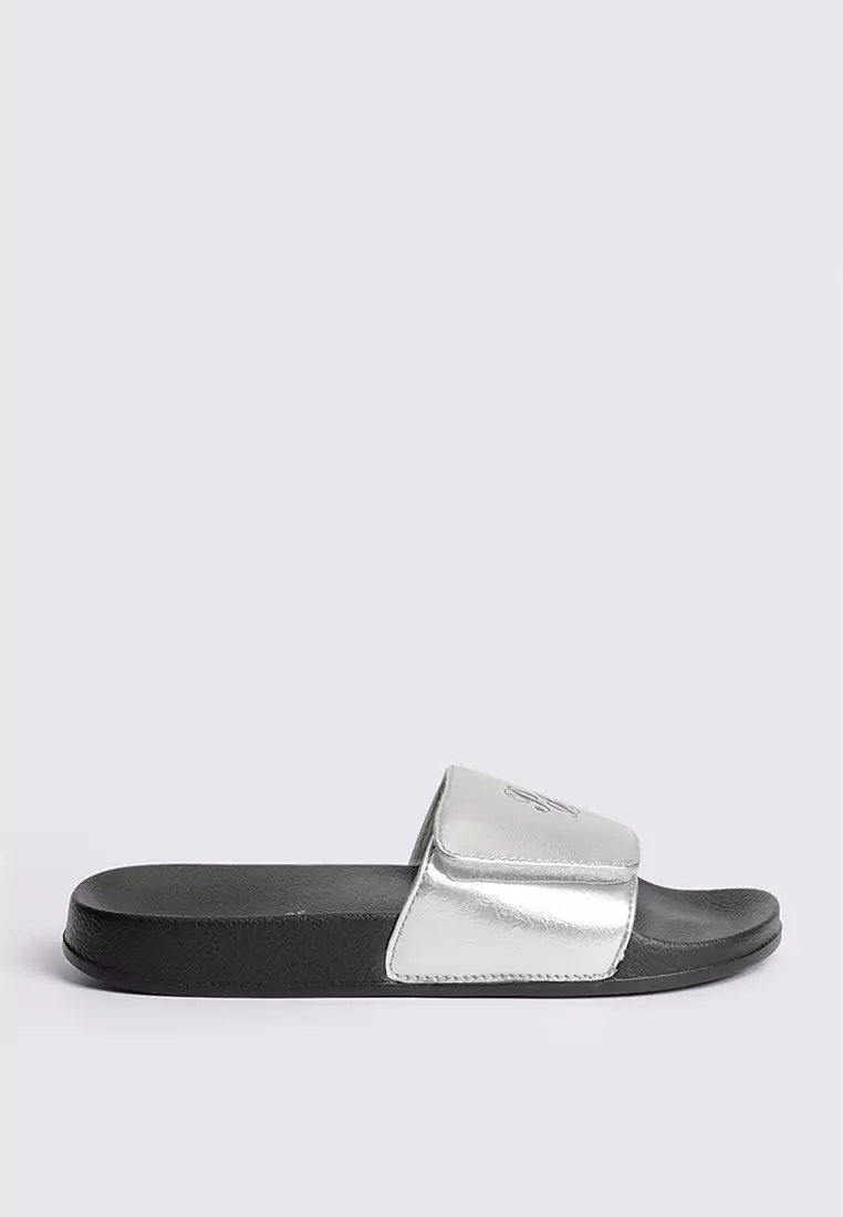 Women's Metallic Leather One Band Slides