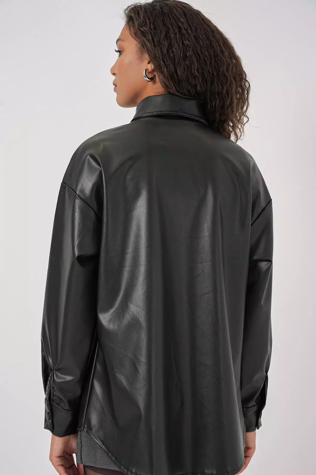 Oversize Faux Leather Shirt