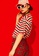 HAPPY FRIDAYS red Loose Contrast Stripe T-shirt UP737 D0E05AAE4D04F7GS_3