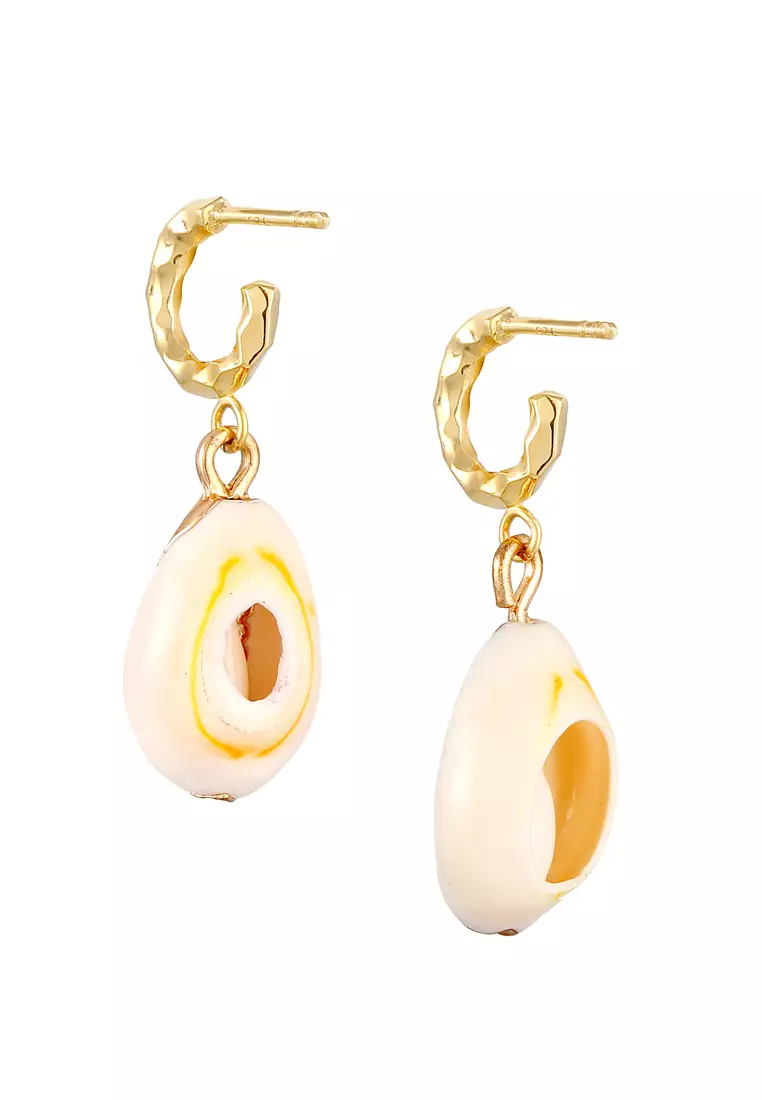 Earrings Creoles Kauri Shell Summer Beach Maritime Trend Gold Plated