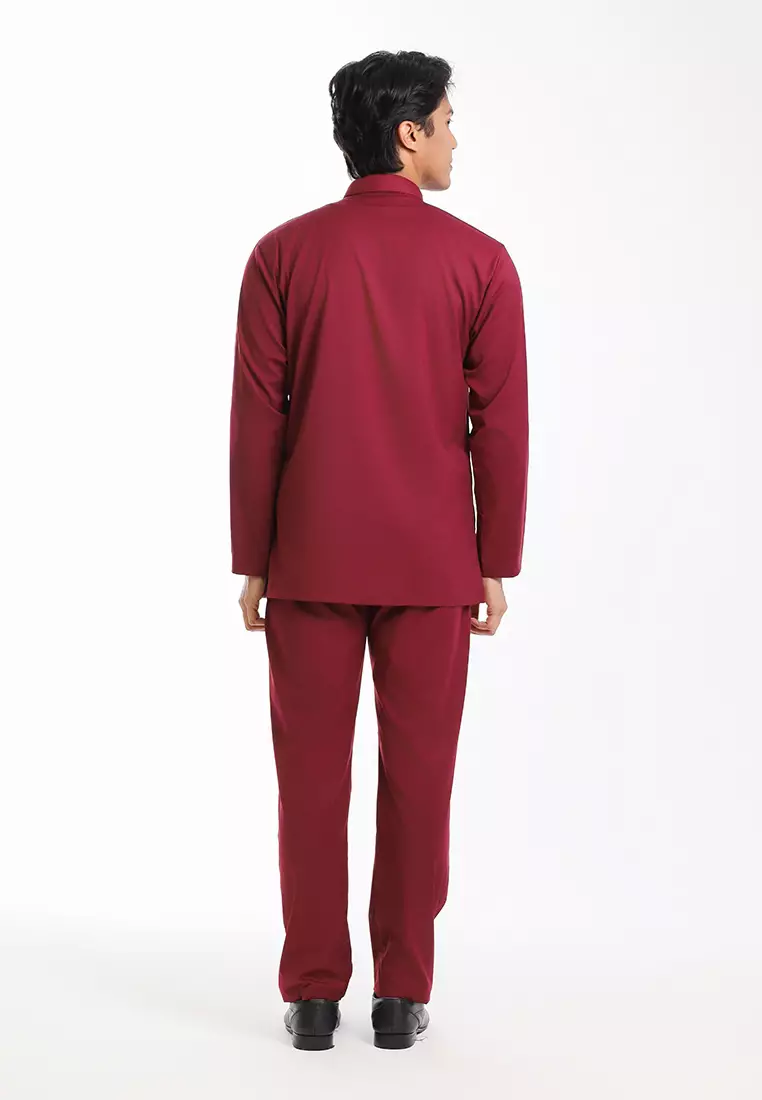 Forest x Hatta Dolmat Baju Melayu Cekak Musang Dewasa - BM24104-56Maroon