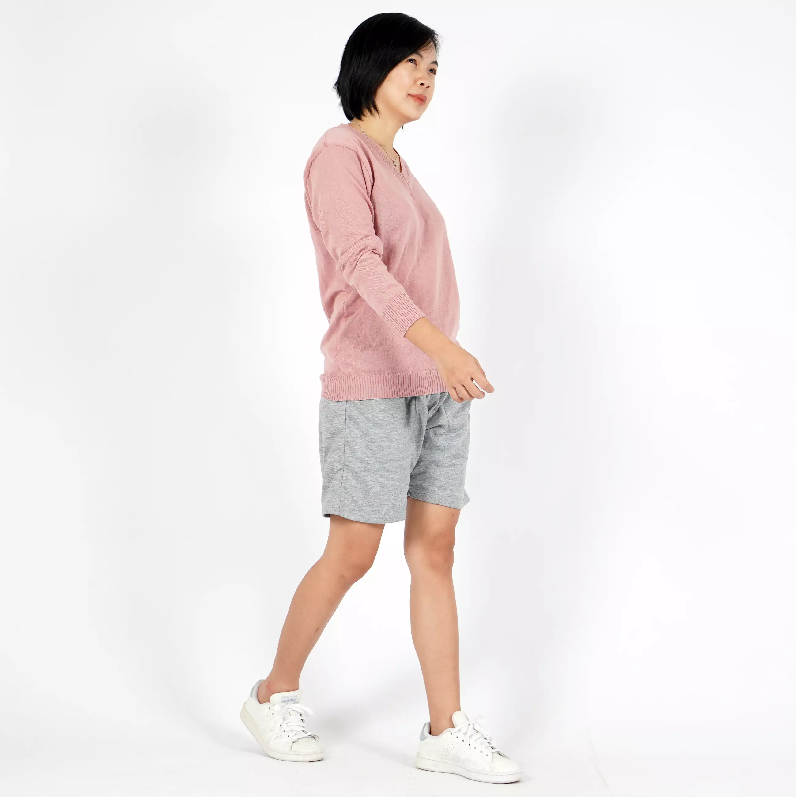 Vanessa Knit Outer Korean Style V Neck Knit Sweater V Neck - PINK