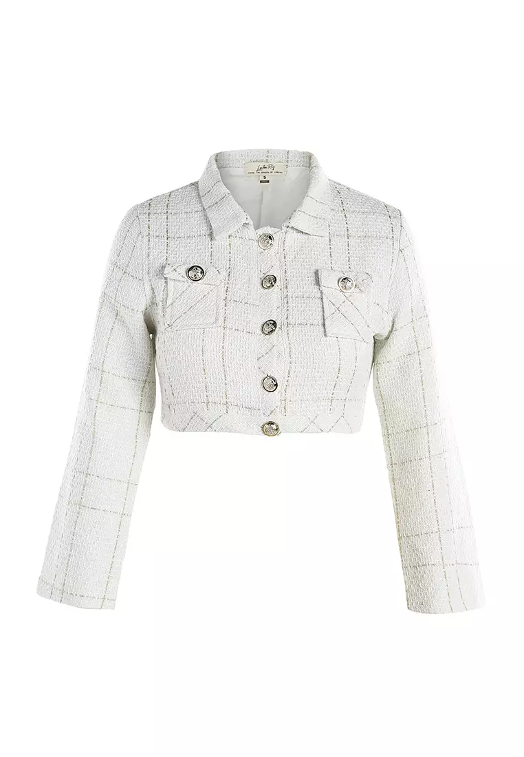 Woven Button-Down Flap Pocket Jacket in Off White