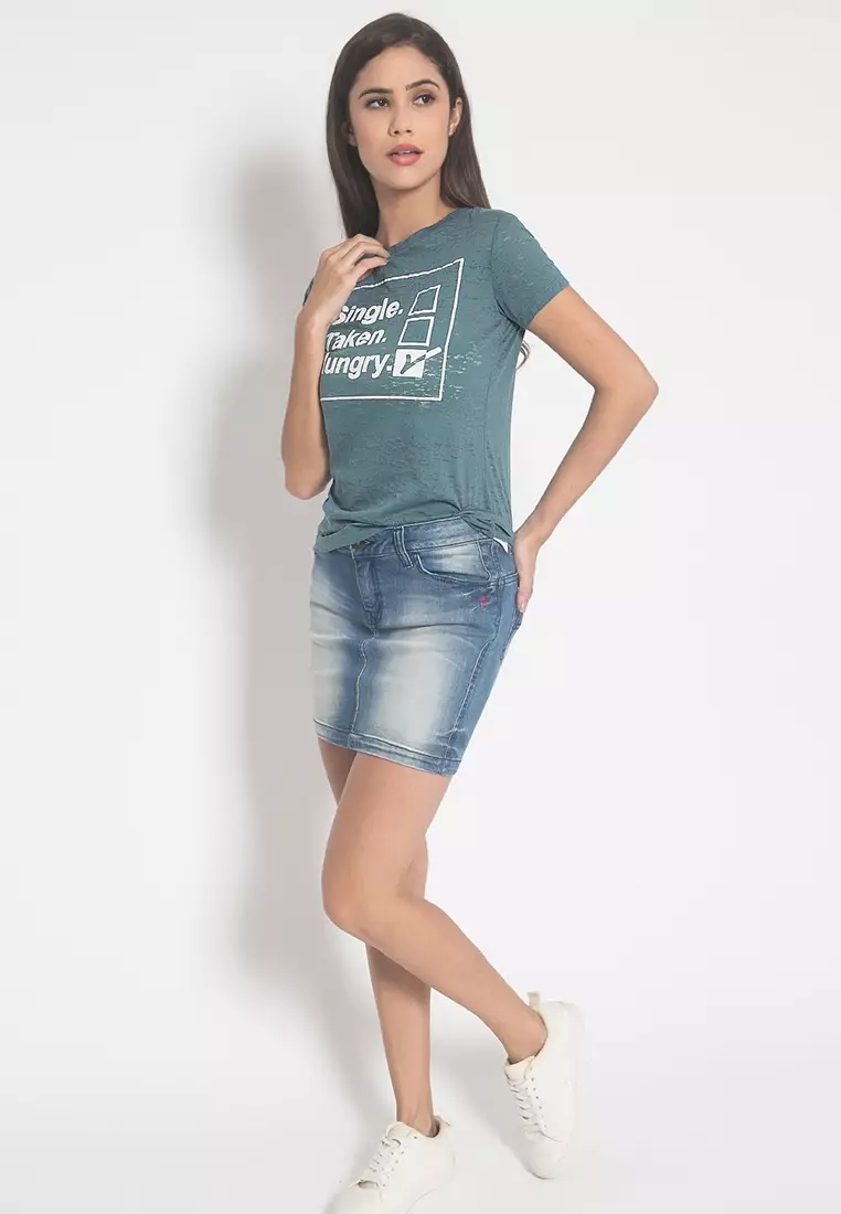 LGS - Rok Jeans Wanita - Washed - Biru - LSK.323.435.A049.C