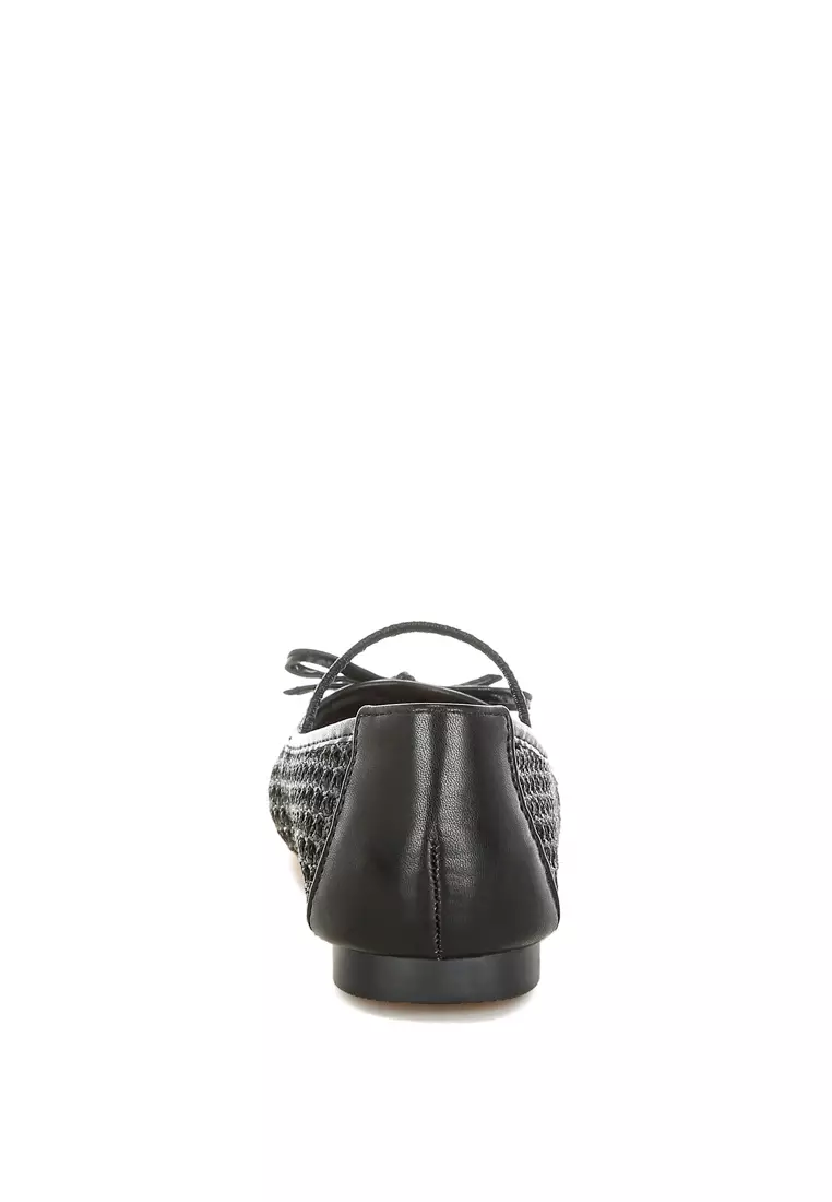 Woven Bow Detail Ballerinas In Black