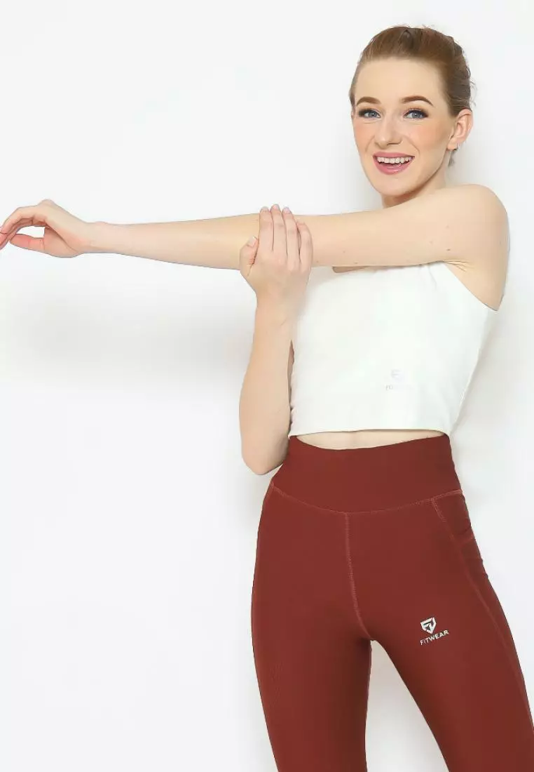 Fitwear - SportBra Croptop Olahraga Wanita EVELYNE [2IN1 PLAIN] - WHITE