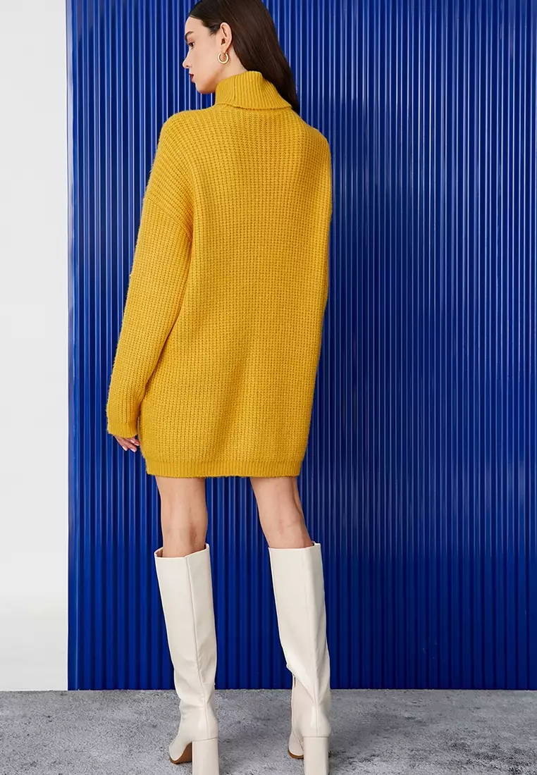 Yellow turtleneck new arrivals sweater dress