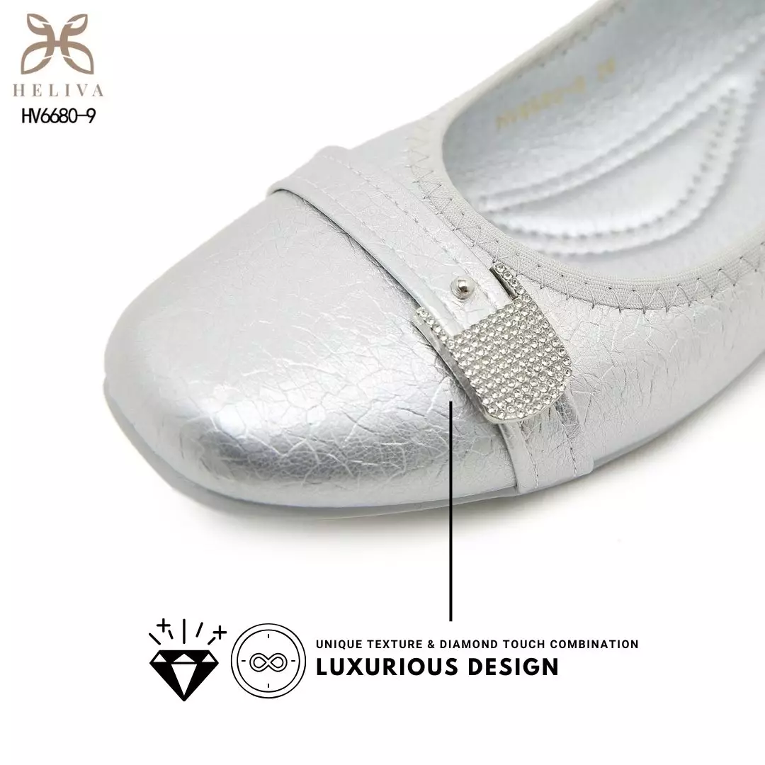 Heliva Alora Crackled Flat Shoes with Crystal Buckle Detail HV6680-9