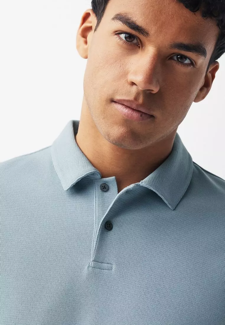 Buy NEXT Textured Polo Shirt 2024 Online | ZALORA