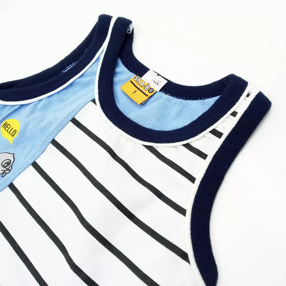 Wakakids Kaos Anak Laki Laki Baju Atasan Singlet Motif Hello Ecosystem Stripe SKATS Orange