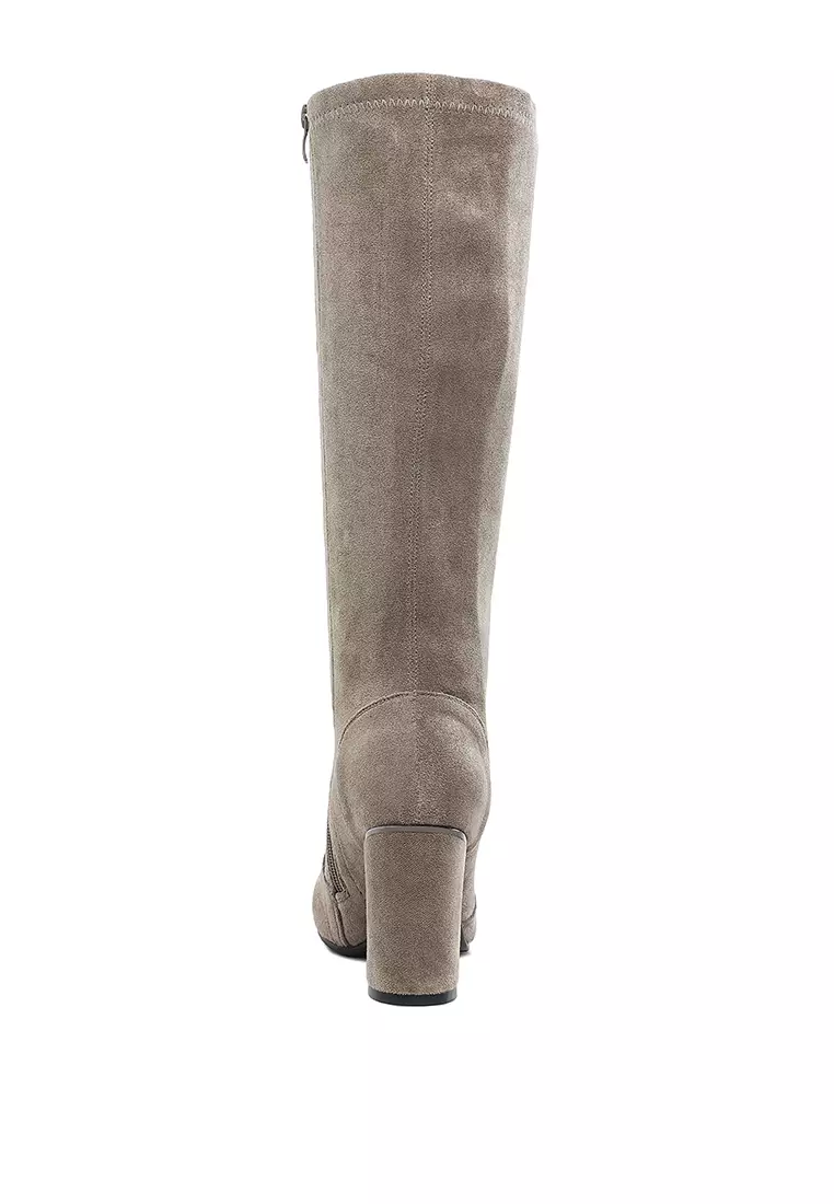 Microfiber Calf Boots in Taupe