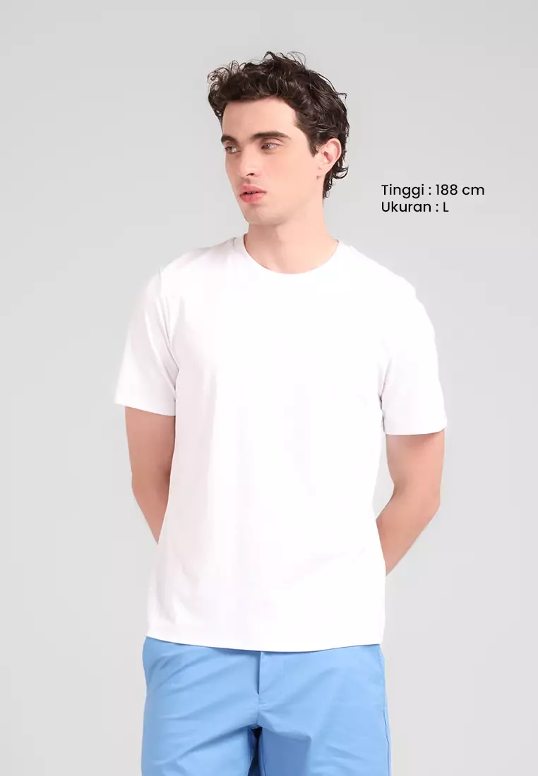 MANZONE - Kaos Jersey Lengan Pendek Pria Bucky Slim Fit - White Colour White