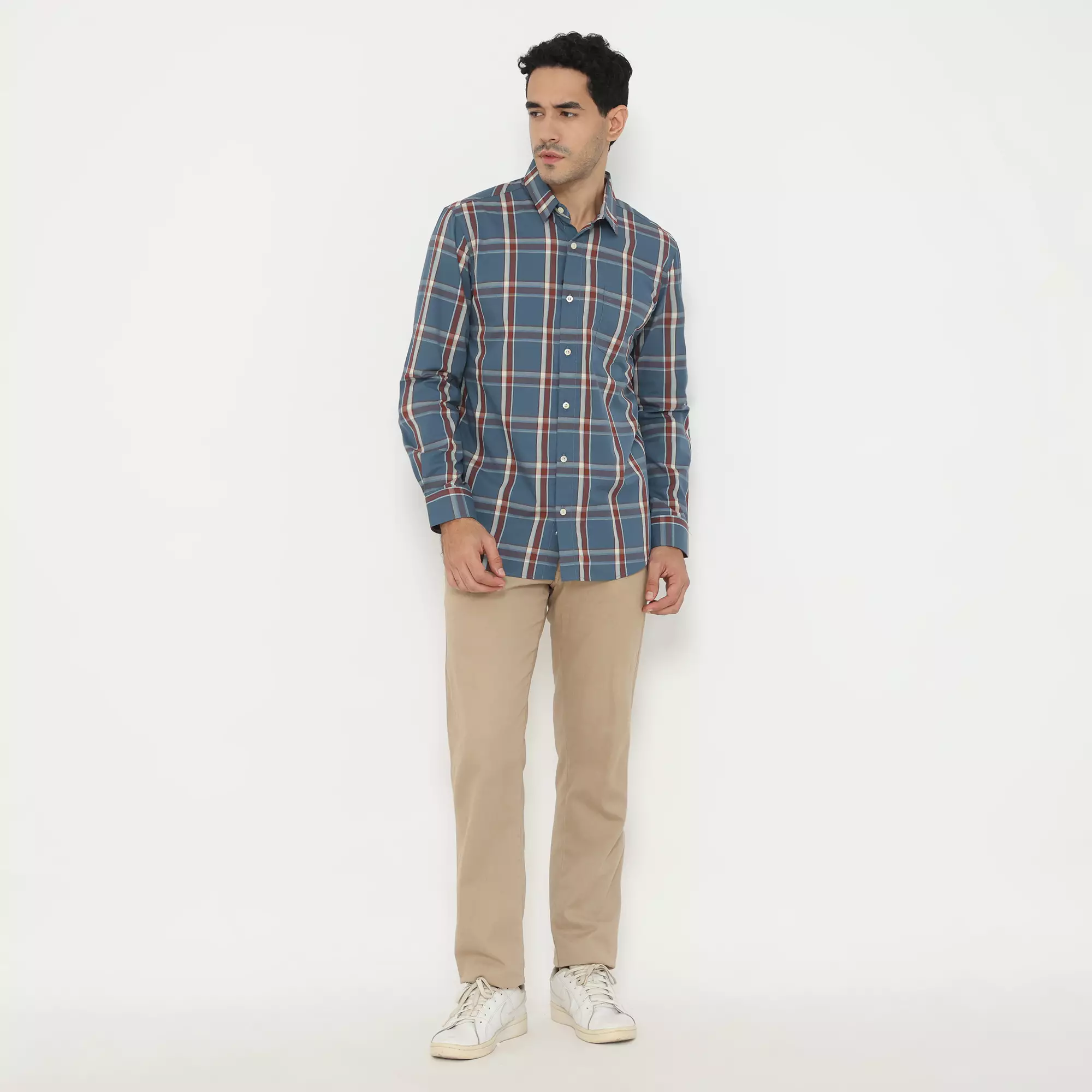 Platini Kemeja Pria Motif Kotak Lengan Panjang 76606