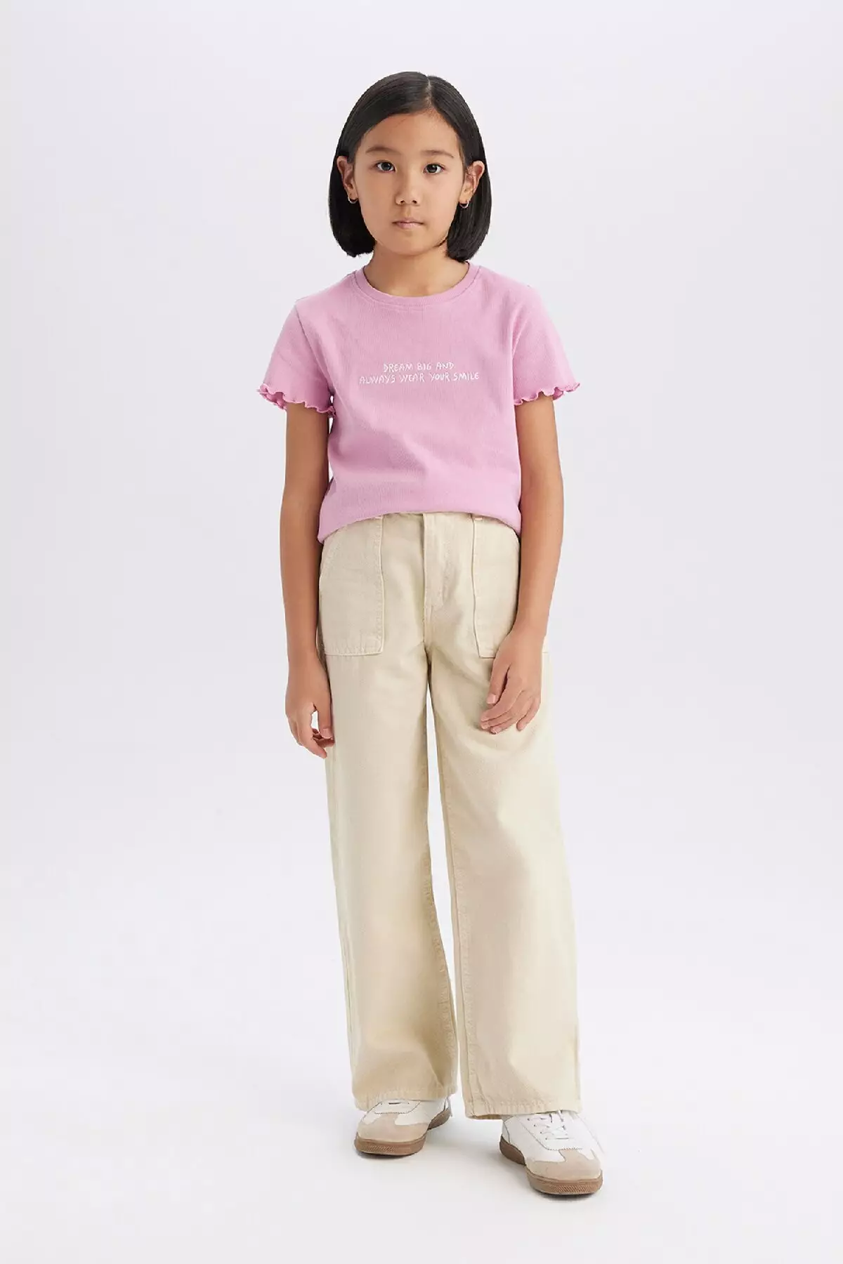 Girls' Short Sleeve T-Shirt - Crew Neck, Slim Fit, Printed Camisole B6689A825Sm