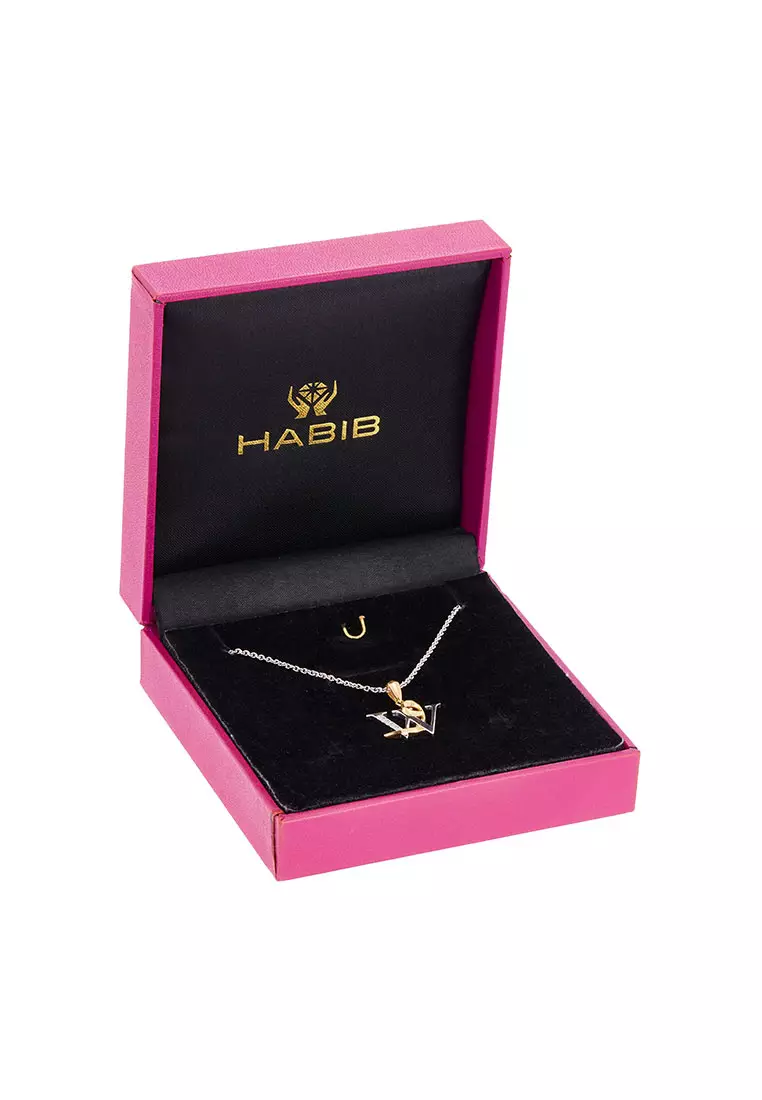 HABIB TULUS | Diamond Necklace in 375/9K Yellow and White Gold (Alphabet) 560710724(W-WAU)-WG