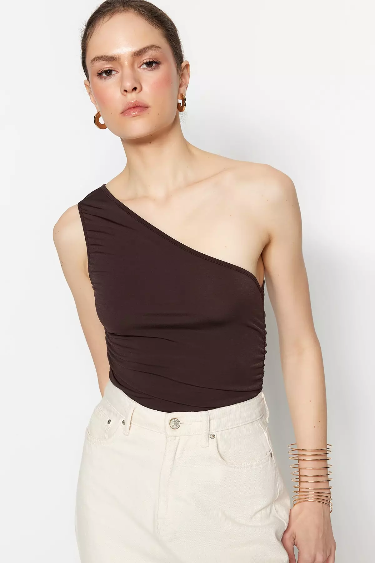 Ruched One Shoulder Top